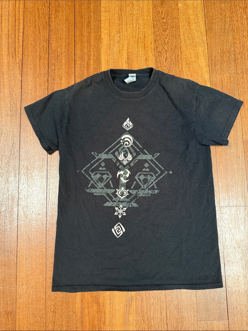 Genshin Impact Element Symbols Graphic Tee Mens Small Anime